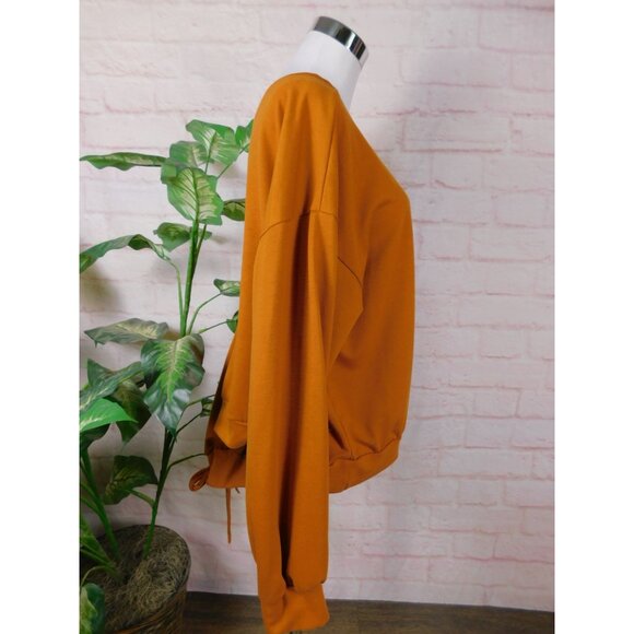 SALE Rust Orange 2XL Slouchy Pullover Top Tie Sleeve - Picture 7 of 11
